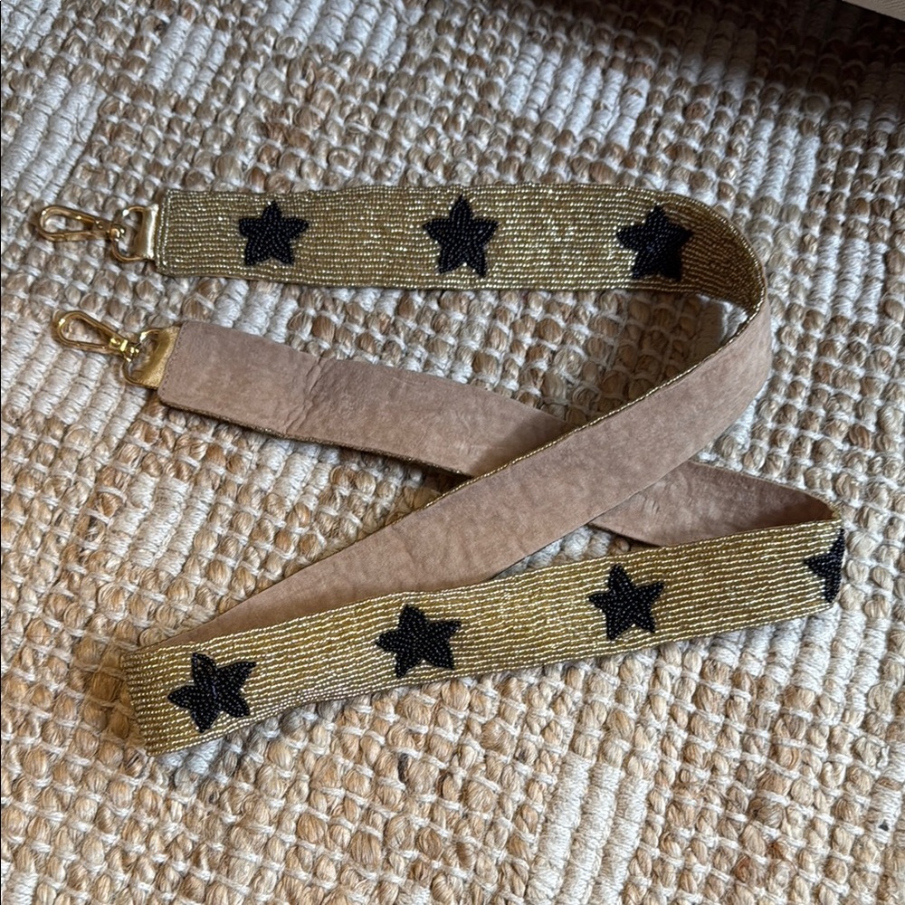 Beaded Purse Straps  Gold with Black Star
